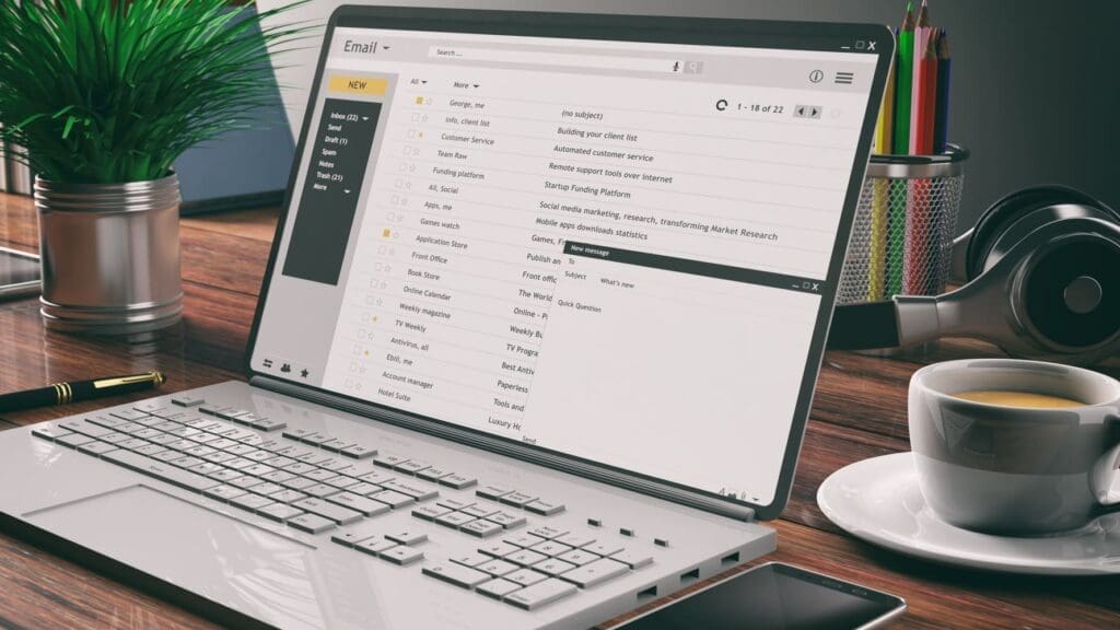 email marketing on a laptop